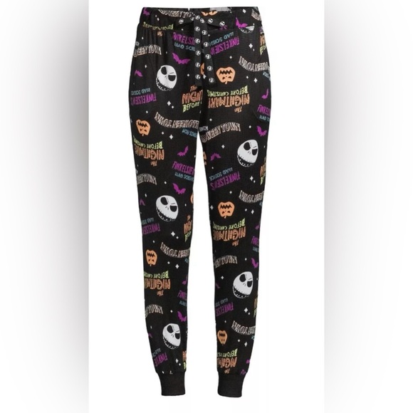 NWT Nightmare Before Christmas Allover Print Black Jogger Sleep Lounge Pants - Picture 5 of 7